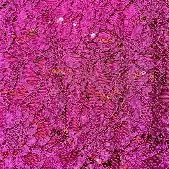 Magenta Lace Sequin Dress by Adrianna Papell - Picture 8 of 8